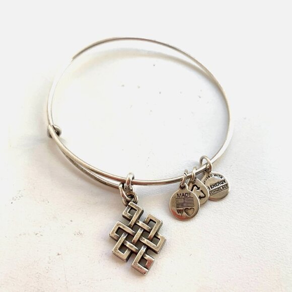 Alex and Ani Endless Knot Charm Bracelet Silver Finish - Expands 2"- 3.5" - Picture 1 of 2